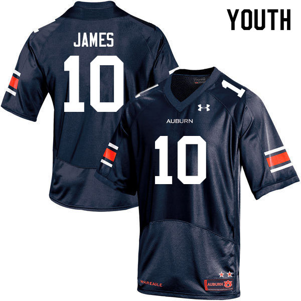 Youth Auburn Tigers #10 D.J. James Navy 2022 College Stitched Football Jersey